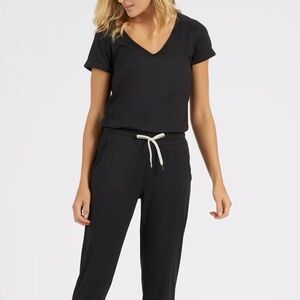 Vuori all-day Black V-Neck Jumpsuit